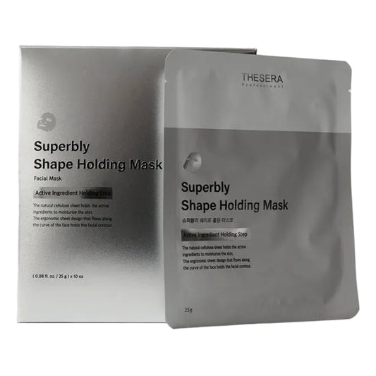Thesera Superbly Shape Holding Mask - Professional 10-Pack Fullerene Treatment for Medical Grade Korean Barrier Repair and Face Lifting.