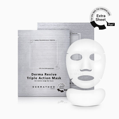 Dermathod Derma Revive Triple Action face and neck sheet mask 5 pack with Glacial Water and Centella Asiatica for intensive cooling.