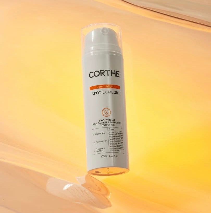 Clinical-grade Korean brightening toner for uneven skin tone; the Corthe Lumedic formula suppresses melanin production at the source to fade post-acne marks and sun damage.